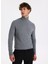 Tam Balıkçı Yaka Slim Fit Düz Gri Melanj Erkek Kazak F5WM-KZK 2524 4
