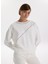 Bisiklet Yaka Taşlı Beyaz Kadın Sweatshırt F5WL-SWT0033 1