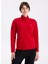 D5WL-SWT3302 Kırmızı Fermuarlı Yaka Basic Düz Kadın Polar Sweatshırt 3