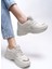 Kadın Sneaker Bej Vizon Düz Taban Malzeme 8