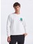 D5WM-SWT3858 Beyaz Bisiklet Yaka Relaxed Baskılı Erkek Sweatshırt 1