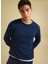 Bisiklet Yaka Düz Lacivert Erkek Sweatshırt PBF5WM-SWT 5055 6