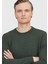 Haki Bisiklet Yaka Düz Örgü Yün Karışımlı Triko Kazak 3