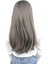 Fiber Sentetik Uzun Düz Peruk - Koyu Gri 4