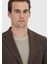 Kahverengi Desenli Zeroweight Slim Fit %100 Yün Ceket 3
