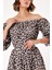 Leopar Düşük Omuz Bol Kesim Elbise 92635 5