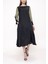 Haki Siyah Kontrast detaylı midi elbise 93721 5
