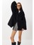 Oversize Suni Kürk Kaban LVW0008 Siyah 1