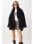 Oversize Suni Kürk Kaban LVW0008 Siyah 2