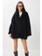 Oversize Suni Kürk Kaban LVW0008 Siyah 4
