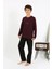 Moda Erkek Çocuk Uzun Kol Penye Pijama Takım Bordo 3