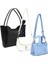 Siyah/beyaz/mavi SHK273 Suni Deri El,kol ve Omuz 3'lü Çanta Seti (SHK240-SHK17-SHK60) 1