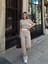 Crop Pantolon Biyeli Takım Bej 5