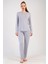 Kadın Gri Renk Uzun Kollu Bisiklet Yaka Pijama Takımı C5T2N0205 1