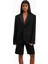 Satin Detail Single Breasted Blazer Oversize Tek Düğmeli Kadın Ceket 1