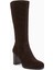 Aleen Hakiki Deri Kahve Süet Topuklu Kadın Çizme 2