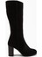 Aleen Hakiki Deri Siyah Süet Topuklu Kadın Çizme 1