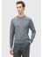 Gri Bisiklet Yaka Jakarlı Yün Karışımlı Triko Kazak 7