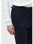 Lacivert Çizgili Dokuma Loose Fit Casual Pantolon 8