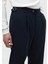 Lacivert Çizgili Dokuma Loose Fit Casual Pantolon 9
