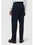 Lacivert Çizgili Dokuma Loose Fit Casual Pantolon 10