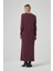 509 Desenli Triko Elbise Bordo 2