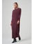 509 Desenli Triko Elbise Bordo 3