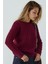 Kadın Yuvarlak Yaka Kalın Saç Örgüsü Kazak Red 2