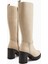 Ella Hakiki Deri Bej Platform Topuklu Kadın Çizme 5