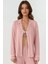 Kadın Gömlek Yakal Ekstra Yumuşak Rahat Kesim Uzun Kollu Pijama Takımı Pink 6