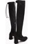 Chaza Siyah Süet Diz Üstü Streç Kadın Çizme 3