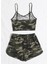 Kadın Kamuflaj Desenli Askılı Crop Top ve Şortlu Gecelik Takım 2