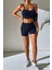 Kadın Lacivert Şortlu Kaşkorse Gecelik Takım 3