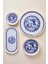 French Vintage 14 Parça Seramik Kahvaltı Takımı 6 Kişilik Mavi Zarif Tasarım 6