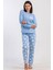 Kadın Mavi Renk Uzun Kollu Bisiklet Yaka 2 Iplik Pijama Takımı C8T8N0305 1