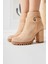 Destina Krem Süet Oval Burunlu Bilek Aksesuarlı Topuklu Bot 1
