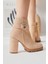 Destina Krem Süet Oval Burunlu Bilek Aksesuarlı Topuklu Bot 4