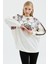 Kadın Oversize Yuvarlak Yakalı Jakar Garnili Sweatshirt 2