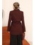 Kadın Vişne Bel Bağlamalı Blazer Ceket 6