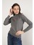 Kadın Koyu Gri %100 Organik Pamuk Balıkçı Yaka Triko Kazak TRIST-6103 1