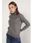 Kadın Koyu Gri %100 Organik Pamuk Balıkçı Yaka Triko Kazak TRIST-6103 3