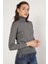 Kadın Koyu Gri %100 Organik Pamuk Balıkçı Yaka Triko Kazak TRIST-6103 4