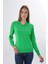 Kadın Yeşil %100 Organik Pamuk V Yaka Triko Kazak Bluz TRIST-6102 9