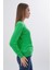Kadın Yeşil %100 Organik Pamuk V Yaka Triko Kazak Bluz TRIST-6102 10