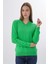 Kadın Yeşil %100 Organik Pamuk V Yaka Triko Kazak Bluz TRIST-6102 13