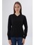 Kadın Siyah %100 Organik Pamuk V Yaka Triko Kazak Bluz TRIST-6102 6