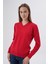 Kadın Kırmızı %100 Organik Pamuk V Yaka Triko Kazak Bluz TRIST-6102 7