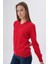 Kadın Kırmızı %100 Organik Pamuk V Yaka Triko Kazak Bluz TRIST-6102 10