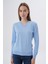Kadın Mavi %100 Organik Pamuk V Yaka Triko Kazak Bluz TRIST-6102 6