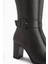 Jeen Hakiki Deri Siyah Topuklu Kadın Çizme 4